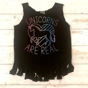 Girls Size 10 Black Unicorn Tank Top Sleeveless Shirt Justice Graphic Tee